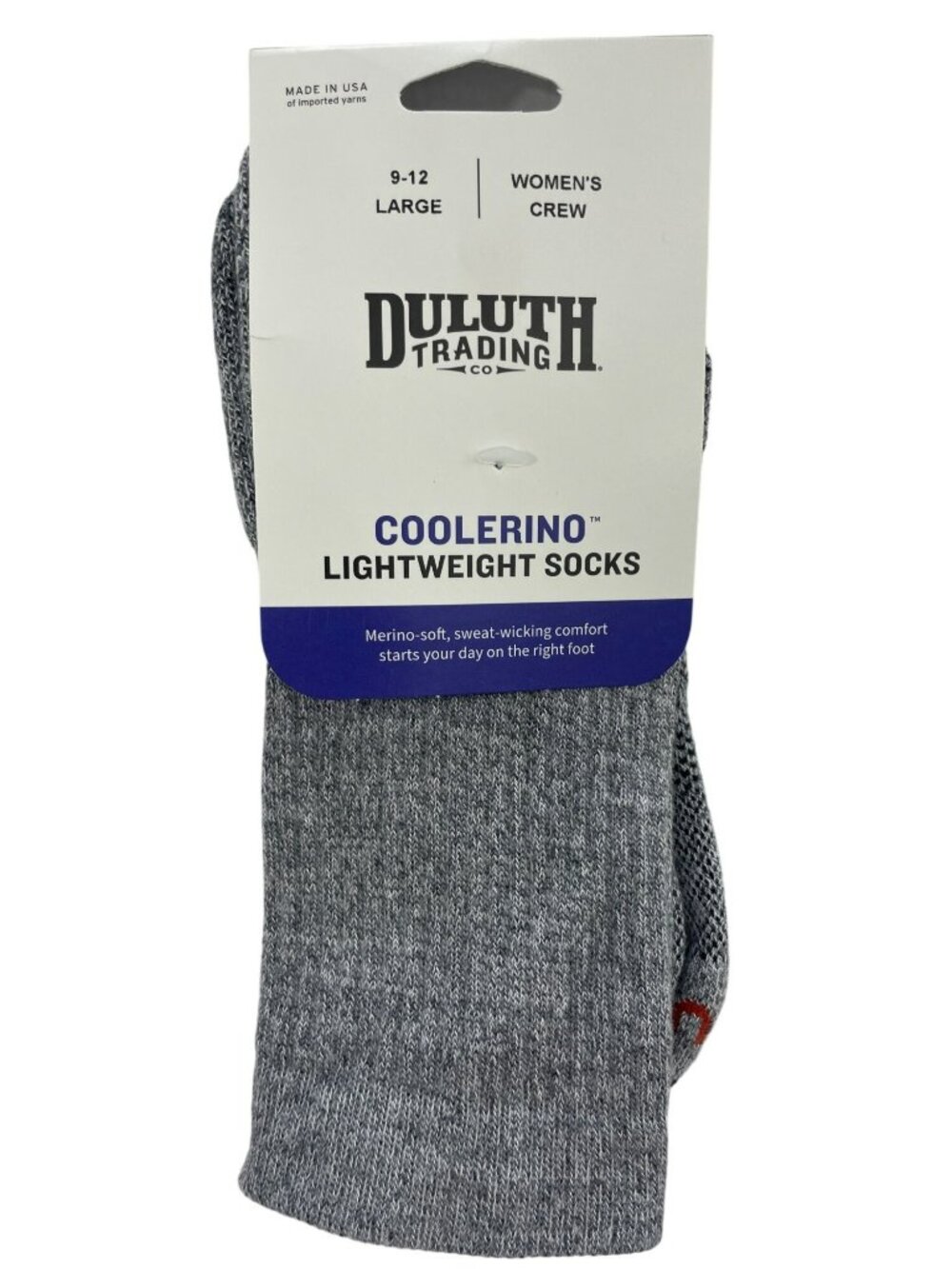 Duluth Trading Co Coolerino Lightweight Crew Socks Merino Wool Gray Wmn's L 9-12